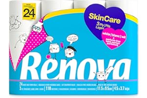 RENOVA SkinCare Papier hygiénique 3 plis blancs, 24 rouleaux