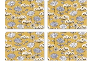 Cooksmart Pack of 4 Table Place Mats | Place Mats For Table With British Designs | Table Mats For All Types Of Kitchens - Retro Meadows