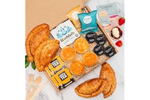 MARIELLE Cornish Cream Tea & Pasty Hamper 4 Person Fresh Scones, Tea, Jam, Roddas Clotted Cream, Large Gourmet Cornish Pasties & Biscuits, Elegant Gift Birthdays, Anniversary Special Occasions