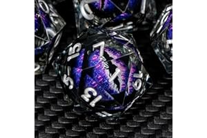 ARUOHHA DND - Set di dadi in resina a forma di occhio di drago, set di dadi viola con bordi affilati, con confezione regalo, Dungeons and Dragons, poliedrici di D&D, set di dadi D20 D12 D10 D8 D6 D4