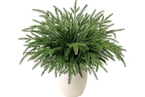 Yueshop 30PCS Christmas Artificial Norfolk Pine Branches, Fake Pine Greenery Picks Needle Stem for DIY Xmas Garland Wreath Home Decor DIY Crafts