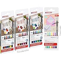 edding 4200 Porzellan-Pinselstiften (18er Komplett Set) + 6er Set Pastell Fasermaler Neue Edition