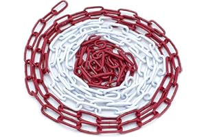 HAFIX® Absperrkette Warnkette Zweifarbige rot-weiße Kette 25M. Warnkette 5mm Gliederkette Sicherheitskette Baustellensicherheitskette aus rostfreiem Metall.