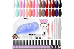 COSCELIA Kit Uñas Semipermanentes Con 36W Lampara Uñas Permanentes, 15 Colores Esmaltes Semipermanentes Kit y Base Coat Y Top Coat Permanente Matte Capa Superior, Accesorios Para Manicure Tools
