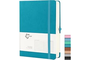 Fasood Carnet De Notes Ligné A5 à Couverture Rigide Avec 320 Pages, Papier épais 100 G/M², Onglets Multicolores, Languette Pour Stylo et Poche à Documents, Convient Pour Les écoles et Les Bureaux