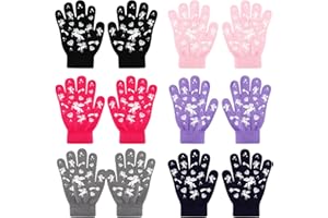 QKURT 6 Pairs Kids Knit Gloves, Winter Magic Gloves Thermal Children Glove Stretchy Colourful Glove Full Finger Mittens Birthday Christmas Mittens for 5-12 Years Old Boys Girls