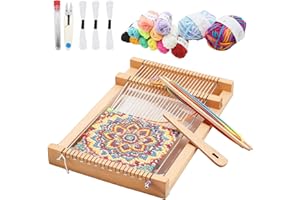BEELUKY Webrahmen Kinder, Holz Webstuhl Set, Weben für Kinder von 4-12 Jahren Inkl. Garn – Perfekt für Schule & Anfänger