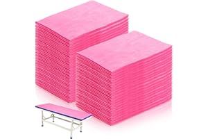 DEAYOU 40 PCS Disposable Bed Sheets, Non Woven Fabric Massage Table Sheet, Breathable Spa Bed Cover for Tattoo, Beauty Salon, Hotel, Travel, Esthetician, 31" x 70", Oil-Proof, Pink