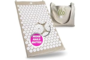 BED OF NAILS The Comfortable Original ECO Acupressure Mat — 8,820 Pressure Points Acupuncture Mat for Back Pain Relief, Increased Energy, Relaxation, Linen Tote Bag, Size 74 x 42 x 2 cm