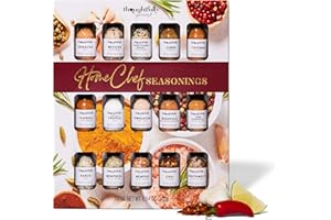 Thoughtfully Gourmet, kit de démarrage d'assaisonnement culinaire, comprenant des épices, des sels, des assaisonnements et des rubs pour fumer et griller, paquet de 18.