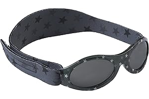 Dooky BabyBanz Grey Star Gafas de sol para niñas y niños (aptas para bebés de 0 a 2 años, 100% protección UV-A y UV-B, lentes inastillables, correa de neopreno ajustable), gris