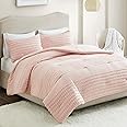 Comfort Spaces Cotton Comforter Set Jacquard Pom-Pom Tufts Design, Down Alternative, All Season Modern Bedding, Matching Shams, Twin/Twin XL, Phillips, Blush