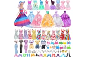 HEAWAA 41 pz Abbigliamento e Accessori Bambola 1 Abiti Chic 3 Abiti da Sera 2 Abiti (Top+ Pantaloni) 8 Mini Abiti 10 Coppie Scarpe 15 Accessori per Bambola Ragazza da 11,5"…