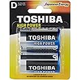 TOSHIBA Long-Lasting Vibration Resistance High Power Alkaline Battery (D, Pack of 2)