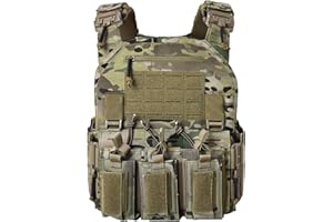 ULIONTAC Taktischer Plattenträger Taktische Weste 1000D Nylon mit 556 Magazintasche Leichte Schutzweste Schnellverschlusssystem MOLLE Kompatibler Plate Carrier für Paintball