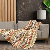 LATUDA CONCEPT SoftMicro Boho Etnik Desenli Mikrofiber Koltuk &Ouml;rt&uuml;s&uuml; ve TV Battaniyesi, Koltuk Şalı, Kaymaz 130x180 cm