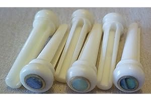 ZAMBELLI SET 6 PIROLI FERMACORDE (BRIDGE PINS) IN OSSO DOT ABALONE PER CHITARRA ACUSTICA