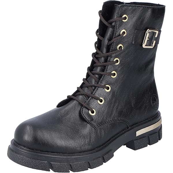 rismart Dames bikerlaarzen lederen midden-kalf Chunky Heel klassieke laars, Zwart, 36.5 EU