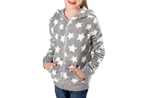V.&GRIN Felpa in pile per bambini con cappuccio, a maniche lunghe, con zip e cappuccio, per autunno, taglie da 105 a 155 cm
