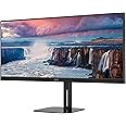 AOC U34V5C - 34 Inch QHD MOnitor, 100Hz, VA, 4ms, USB-C Docking, 65W power output, USB HUB, Height Adjust, Speakers, Flicker Free (3440 x 1440 @100Hz, 300 cd/m² , HDMI 2.0 / USB-C 3.2 DP alt mode)