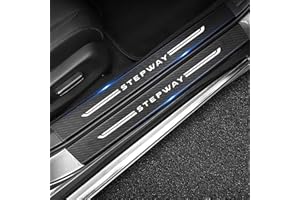 RIDGOEL 4 Stück Auto Einstiegsleisten Schutzfolie, für Renault Dacia Sandero Stepway Kohlefaser Lackschutzfolie Türschweller Trittschutz Aufkleber Auto Tür Schritt Platte Abdeckung A