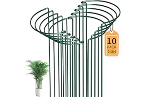 TIKTALK 10 Stück Stabile Pflanzenstützen aus Metall (30cm Ø x 60cm H) – Extra Stark 5mm Rankhilfe mit – Ideal für Tomaten, Hortensien, Pfingstrosen, Gemüse – Rostfrei & Langlebig für Garten, Balkon