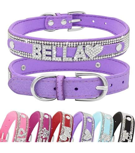 Hundehalsband Mit Strass – PU Leder, Kristall-Besatz, Verstellbar (Größen S-XXL), In Vielen Farben