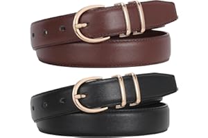 WERFORU 2 sztuki damskich pasków skórzanych do dżinsów, modny pasek damski do spodni, sukienki ze złotą klamrą