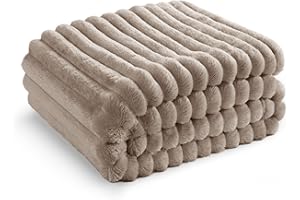 BEDSURE Manta suave y cálida, mullida de lana y forro polar, manta de sofá, pana gruesa, acogedora para decoración de habitaciones y salón, colcha