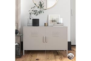 DHP Furniture Bradford 2 Door Metal Accent Cabinet Taupe