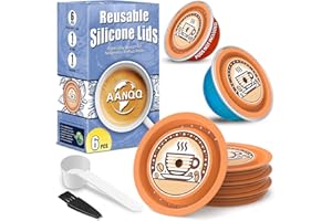 AANQQ Couvercles Réutilisables pour Capsules Nespresso Vertuo - 6 Capuchons en Silicone de Qualité Alimentaire pour Toutes les Tailles de Capsules