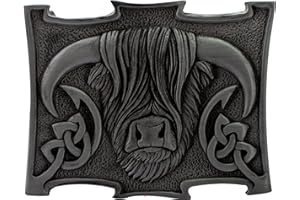 I LUV LTD Kilt Belt Buckle Mens Pewter Highland Coo Cow 3 Styles Scottish Made
