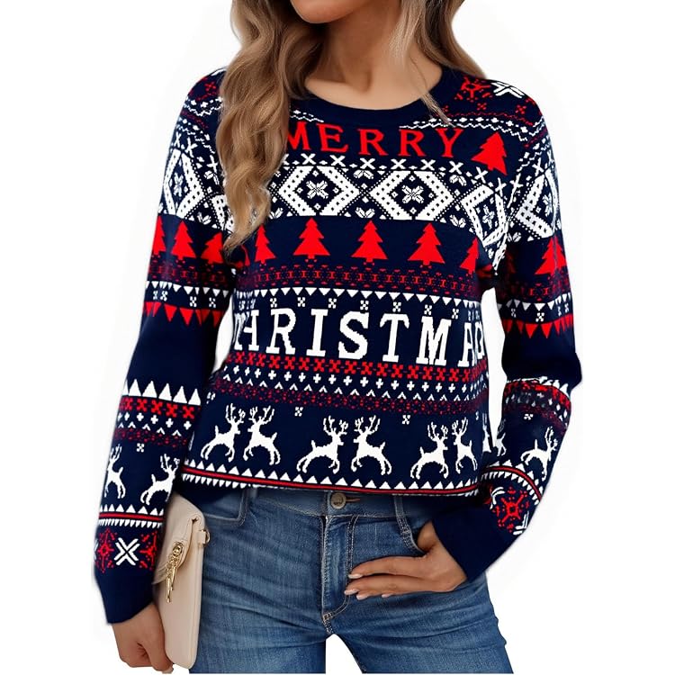Maglione Donna Natalizio Divertente – Manica Lunga Babbo Natale