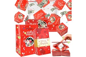 DAMIGHT Surprise Gift Box Explosion for Money, Christmas Surprise Money Pop Up Gift Box, Funny Pop-Up Money Xmas Gift Boxes Explosion, Folding Bouncing Cash Boxes for Birthday Christmas Valentine-Red