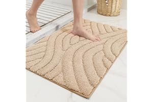 COLOR&GEOMETRY Color G Tapis de Bain Antidérapant 50x80cm, Tapis Salle de Bain Absorbant, Tapis de Douche Moelleux en Microfibre, Lavable en Machine, Tapis de Sol Durable Tapis de Bain (Beige)