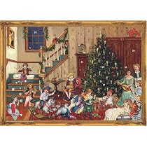 Nostalgischer Adventskalender „Weihnachtskarussell“ Mit Glimmer – 26,5 X 36 Cm, Made In Germany