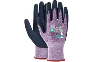KAYGO 3 Pairs of Work Gloves for Women, Breathable Latex Coated Women's Gardening Gloves Made of Recycled Polyester, Environmentally Friendly Protective Gloves for Household Gardening (Purple, S, Size