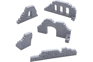EnderToys Murs en pierre ruinée A - Paysage de terrain pour table - 28 mm - Miniatures - Jeu de guerre - Imprimé en 3D et pouvant être peint