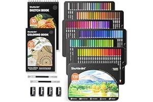 Shuttle Art 138 Lapices de Colores para Adultos, Set de Lapices de Colores Profesionales con Libro de Colorear, Bloc de Dibujo y Sacapuntas para Dibujar, Bosquejar y Colorear