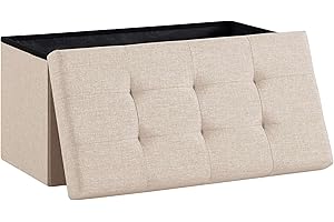 ‎ZEDELMAIER Zedelmaier Sitzbank mit Stauraum Polsterbank Sitzhocker Sitztruhe belastbar bis 300 kg 76 x 38 x 38 cm (Leinen - Beige)