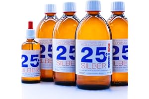 PURESILVERH2O Argento colloidale, 2100 ml, 25 PPM, 4 flaconi da 500 ml e contagocce da 100 ml di acqua d'argento ● produzione e consegna diretta ● Made in Germany