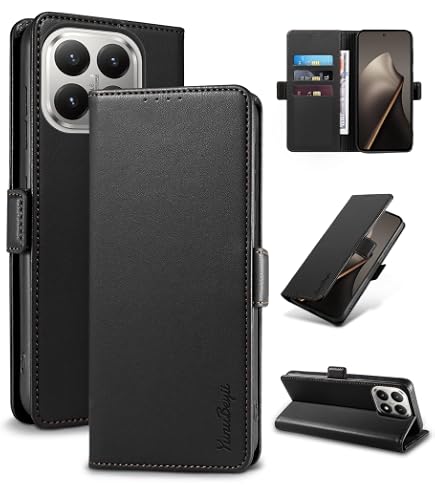 EASSGU Custodia per OnePlus 13 5G (6.82 Inches) Pelle PU Flip Folio Cover con Interruttore Magnetico, [3 Slot Schede] [1 Portafoglio] Case - Nero
