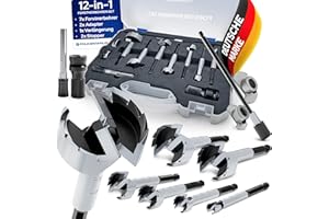 FALKENWALD® Forstnerbohrer Set 10-teilig (Ø 10-40 mm) mit Werkzeugkoffer & Adapter + Erweiterung - Hochpräzise Holzbohrer Topfbohrer - Premium Forstner Bohrersatz für Hart- & Weichholz