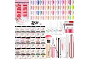 LENXNMY 75Pcs Dipping Powder Nail Starter Kit 36 Colors Dip Powder French Set with Base Coat Activator Top Brush Saver Professional Electric Nail Drill Machine for DIY Home & Salon
