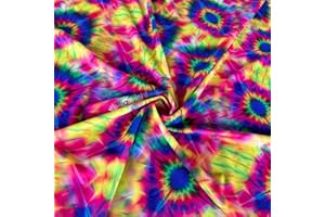 Premium Quality Printed Matte Nylon Lycra | 4 Way Stretch Swim Wear, Dance Leotard, Leggings Material | 50+ Colours/Prints in Stock | Sold by The Metre | by Tia Knight (Rainbow Tie Dye)