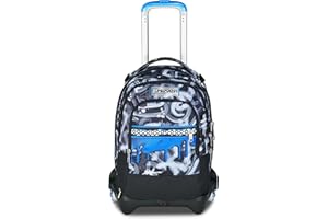Seven Trolley Scuola Jack 3 Ruote Detach, Grigio Azzurro, Zaino Con Carrello Sganciabile Da 37 L, Tasca Borraccia, Zainetto Staccabile, Multiuso e Spazioso, Scuola Elementare e Media, Zaino Bambino