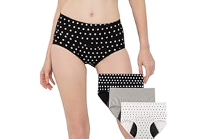 INNERSY Culotte Menstruelle Absorbante Femme Coton Taille Haute Slip Post Accouchement Lot de 3 (Doit être utilisé avec des tampons)