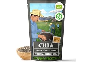 NaturaleBio Chia Seeds 450g. Organic Chia Seeds for Weight Loss and Digestive Health. Rich in Omega-3s, Antioxidants and Essential Minerals. Supports Heart, Bone and Muscle Strength.