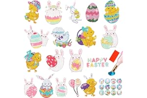 BOYATONG Diamant Painting Enfant, Peinture au Diamant Pâques, Peinture au Diamant avec Autocollants Pâques, Comme Cadeau de Pâques pour Garçons Filles