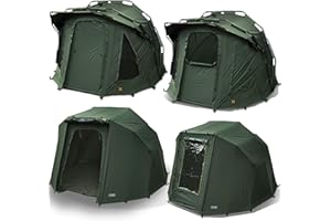 LIDSTERS FISHING SUPPLIES LTD 2 Man NGT Fortress 3 Rib Bivvy Green Carp Fishing Tent Waterproof + Overwrap